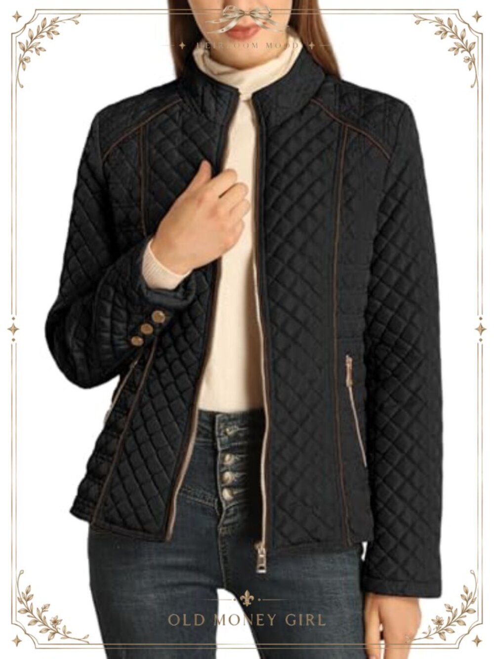Fleece-Lined Diamond Quilted Puffer Jacket Zip Up Packable Coat